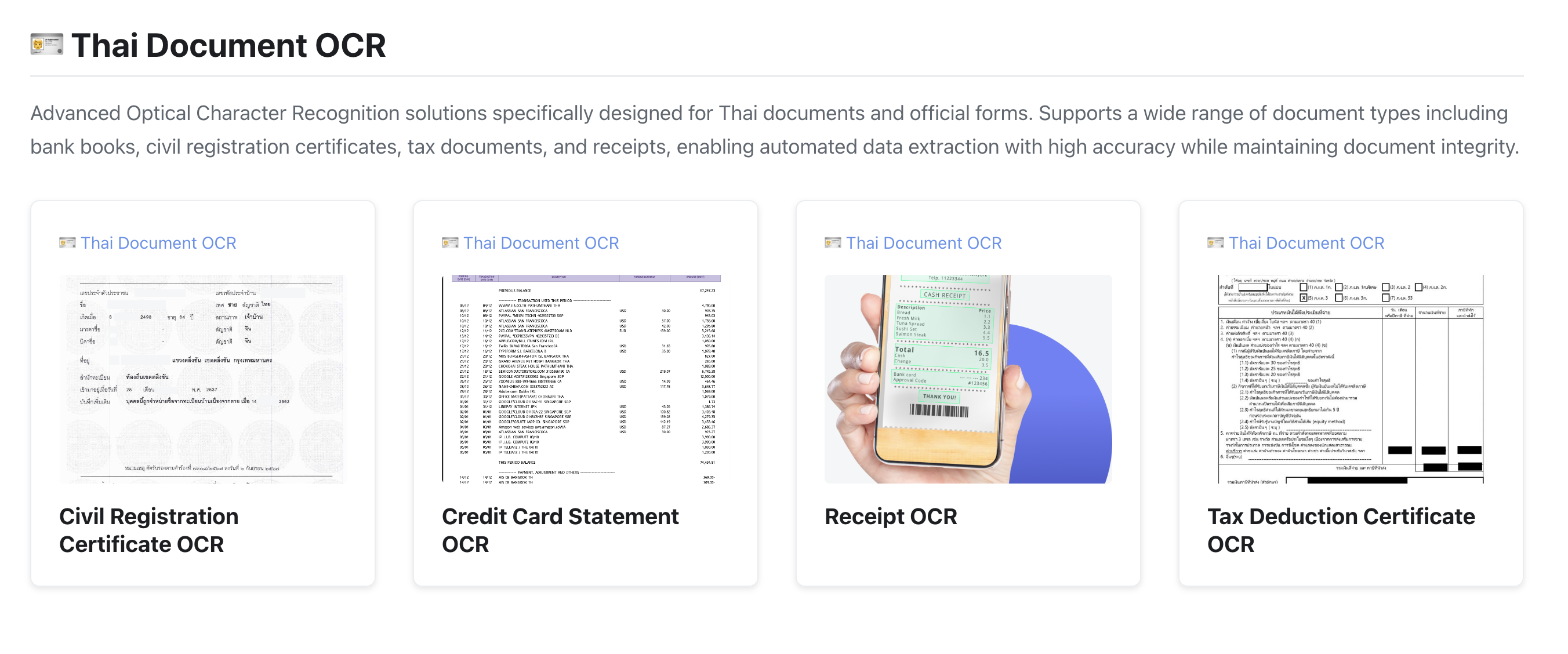 4 New Thai Document OCR APIs