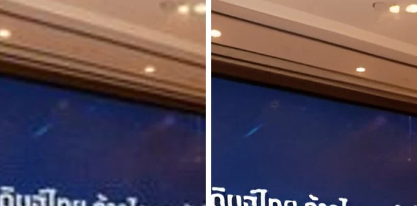 舞台人像:左为普通缩放,右为放大器