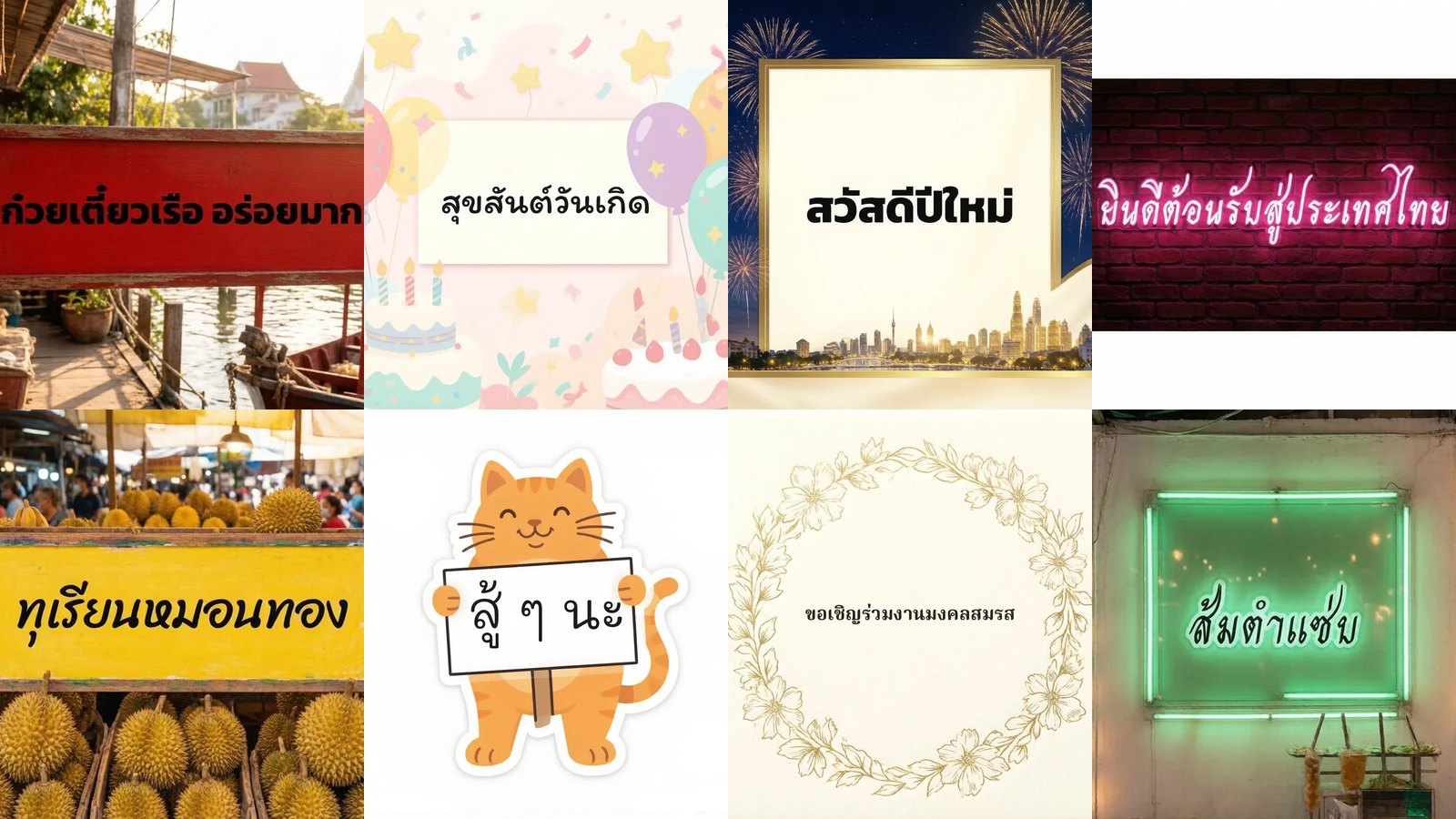 ภาพ 8 ภาพจากชุดตัวอย่างเปิดตัว สร้างเมื่อ 2 กันยายน 2569 โดยไม่มีการแก้ไขภาพ